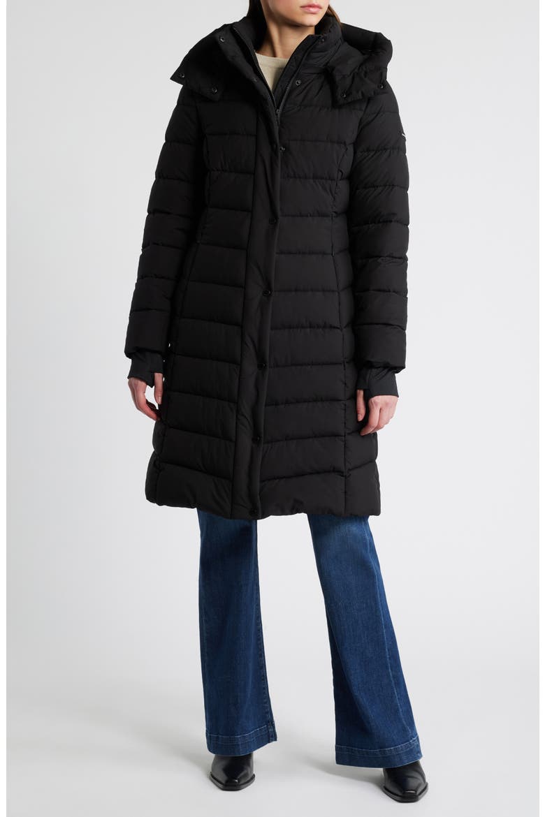 Water Resistant Hooded Puffer Jacket, Main, color, BLACK