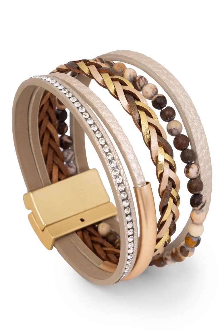 Braided Multistrand Bracelet, Main, color, BEIGE
