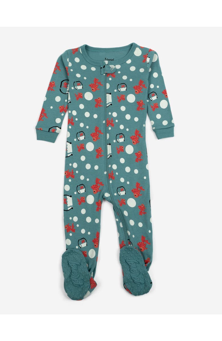 Leveret Footed Cotton Matching Family Pajamas, Nature & Water Prints, Main, color, Fish Tank