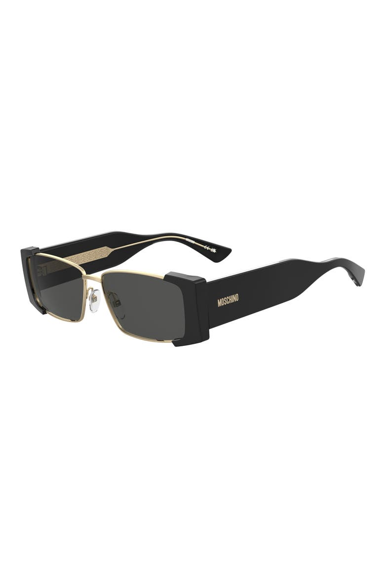 57mm Rectangular Sunglasses, Alternate, color, BLACK GOLD/ GREY