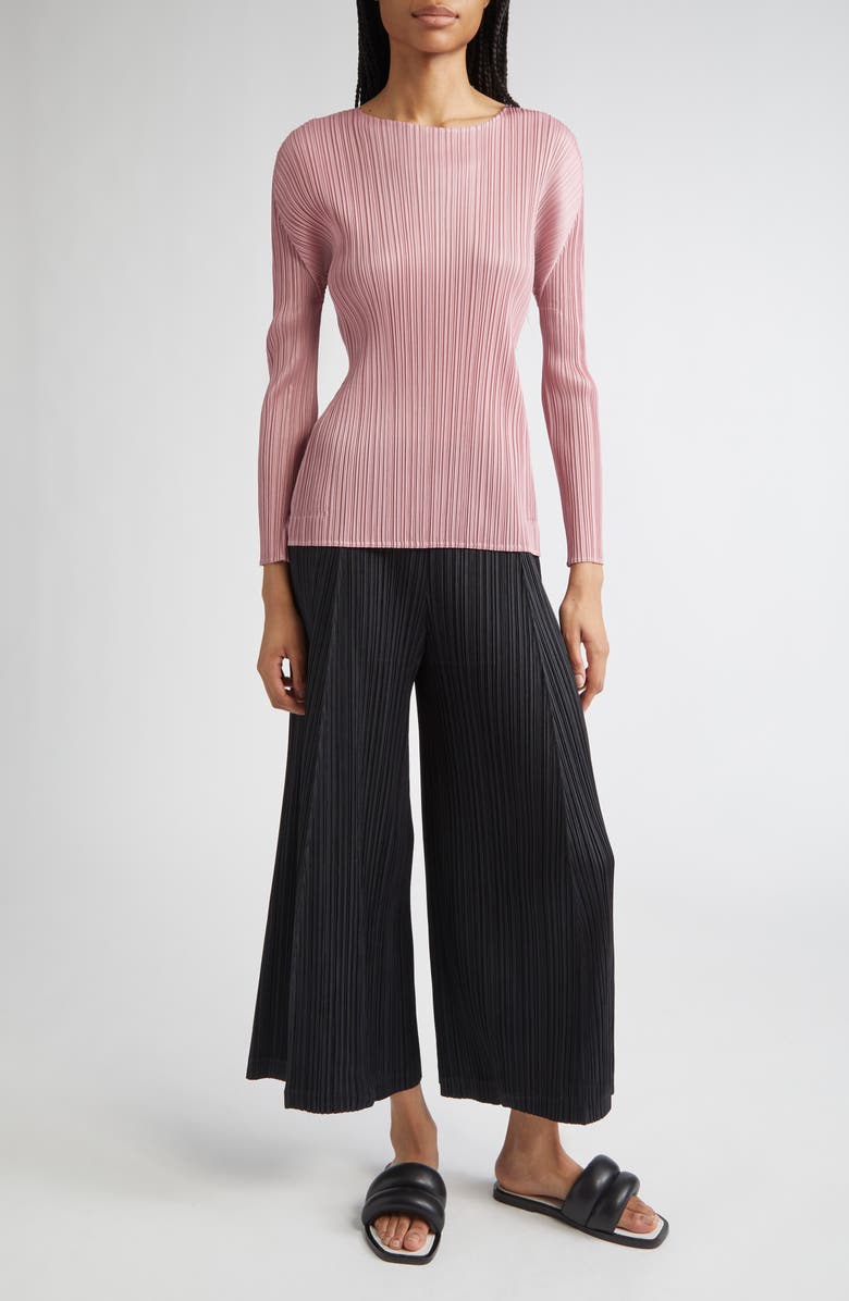 Pleats Please Issey Miyake Monthly Colors September Pleated Long Sleeve Top, Alternate, color, Rose Pink