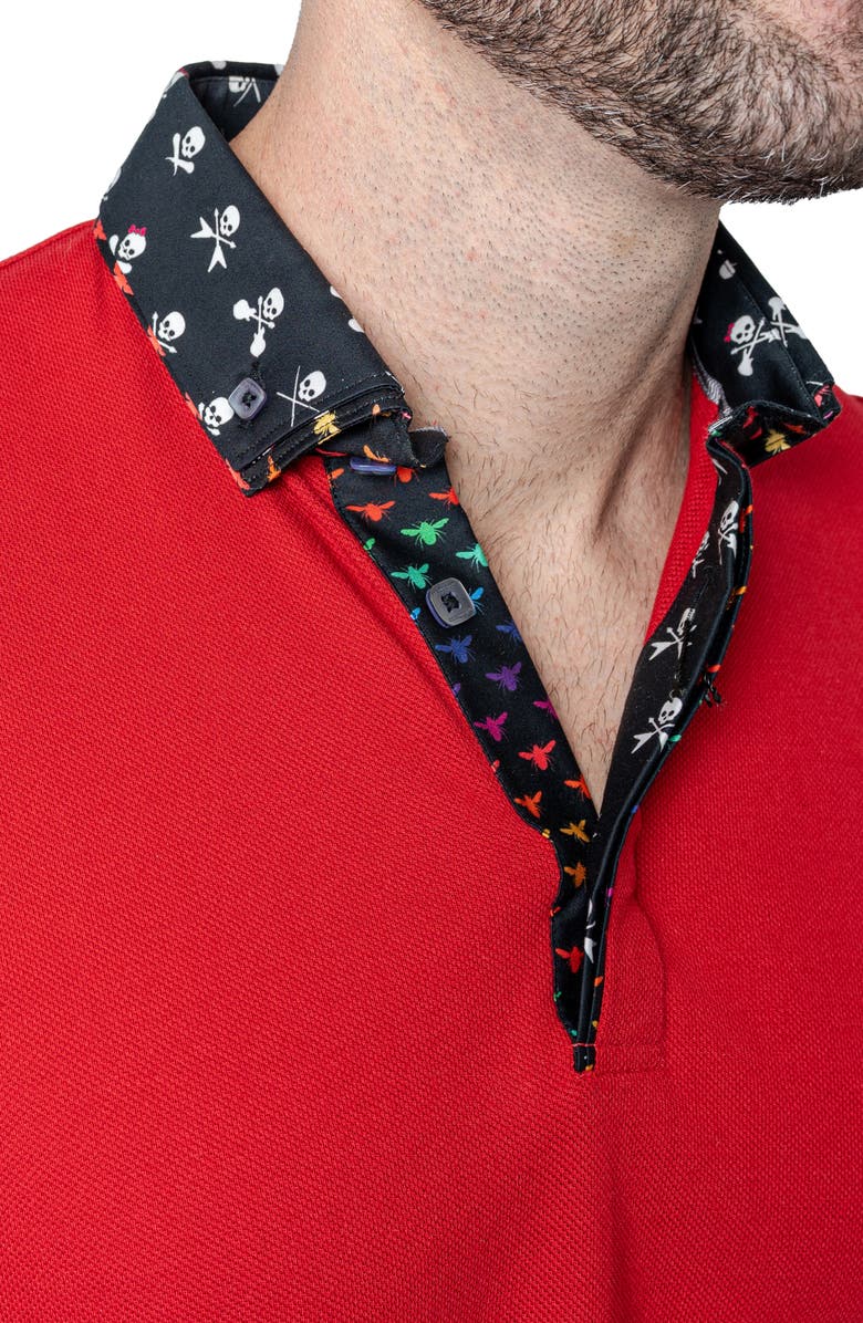 Maceoo Newton Solid Head Red Long Sleeve Polo, Alternate, color, Red