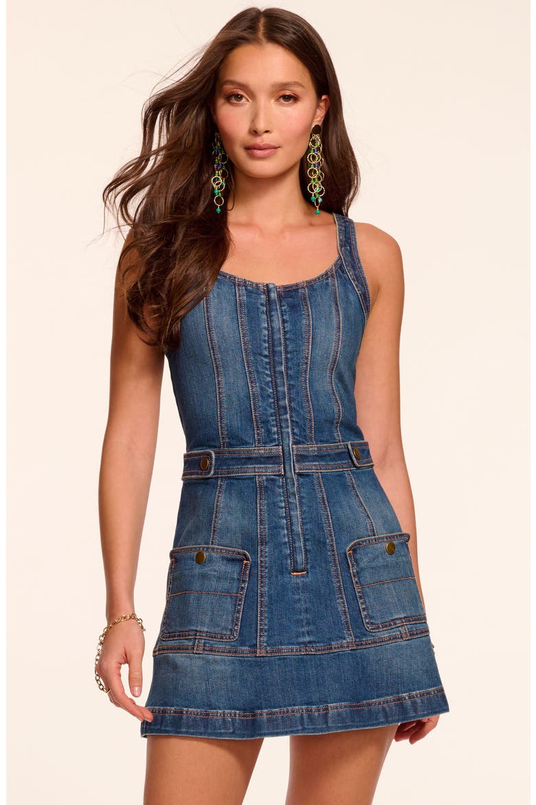 Karla Sleeveless Denim Minidress, Alternate, color, MEDIUM WASH