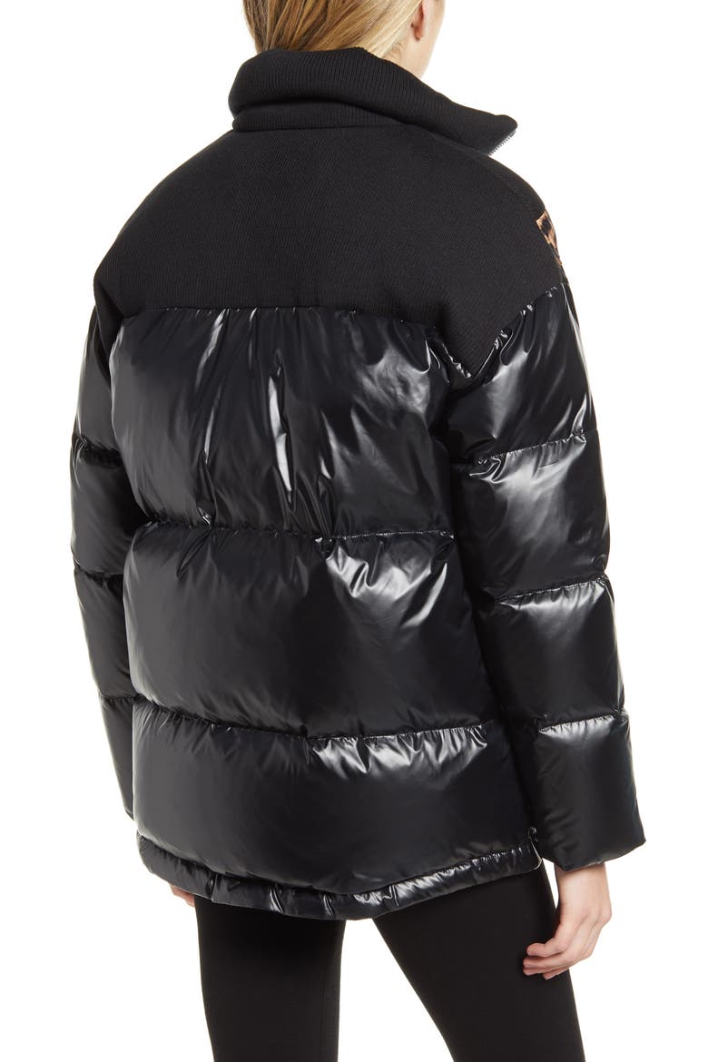 Mixed Media Puffer Jacket, Alternate, color, BLACK