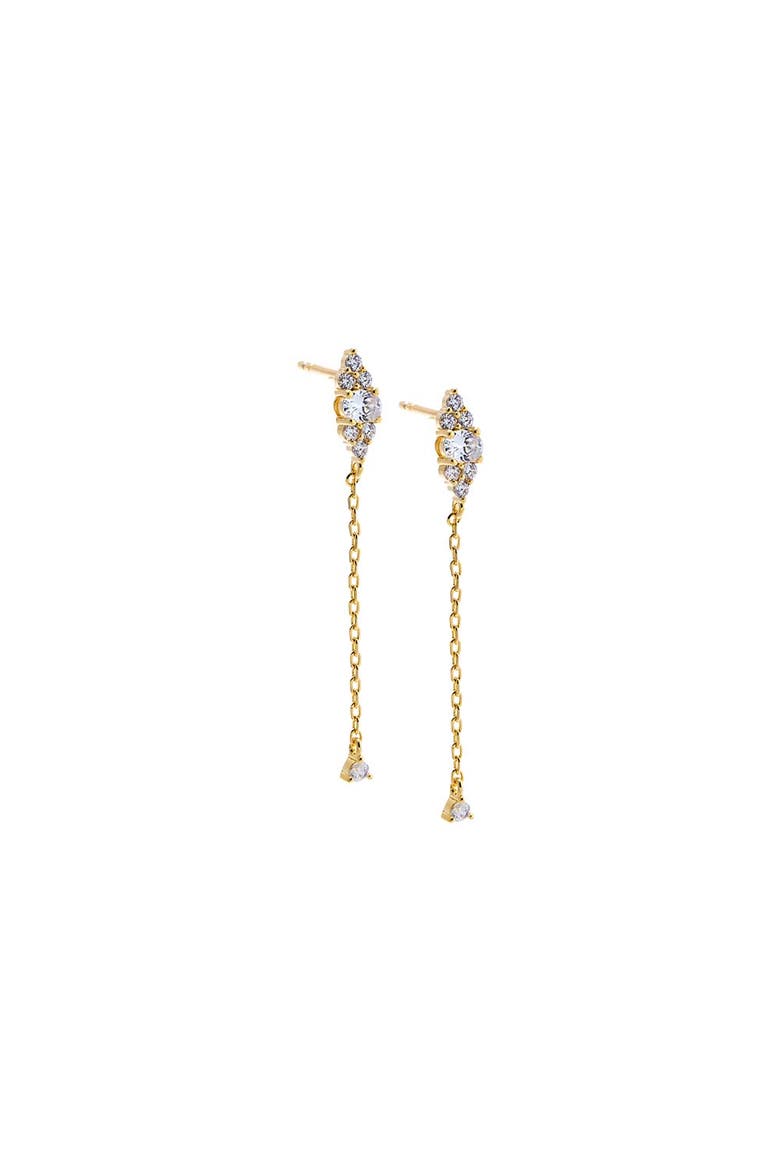 CZ Cluster Drop Chain Stud Earring, Main, color, Gold