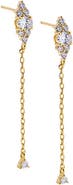 BY ADINA EDEN CZ Cluster Drop Chain Stud Earring