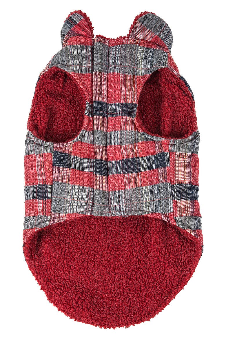 'Scotty' Classical Plaided Insulated Faux Shearling Lined Dog Coat, Alternate, color, RED AND GREY PLAID