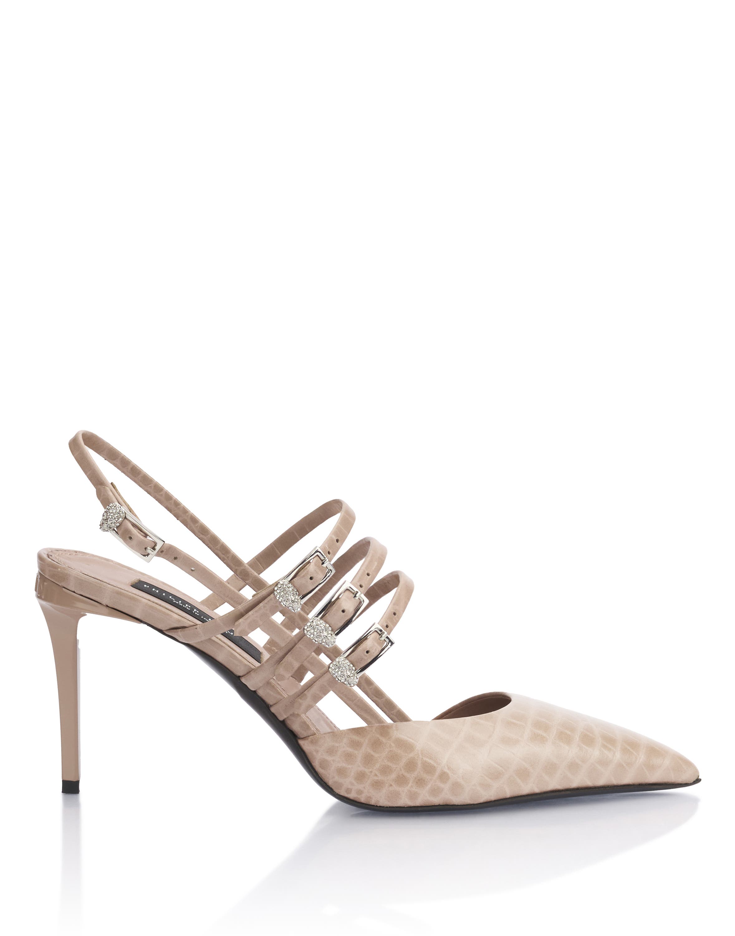 Cocco Print High Heels Slingbacks Skull Belts 9 Women, Alternate, color, beige