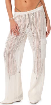 EDIKTED Ines Sheer Lace Cover-Up Cargo Pants
