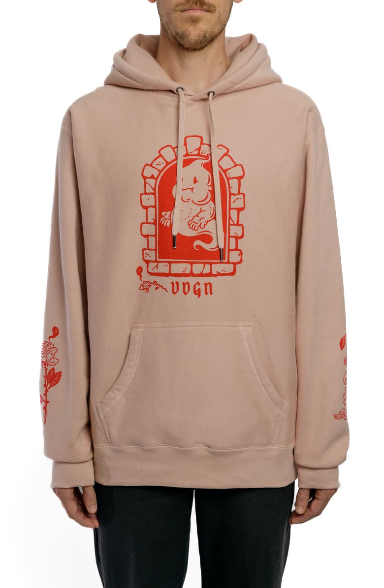 Vardagen Dead Flowers Heavyweight Hoodie, Main, color, Dusty Pink