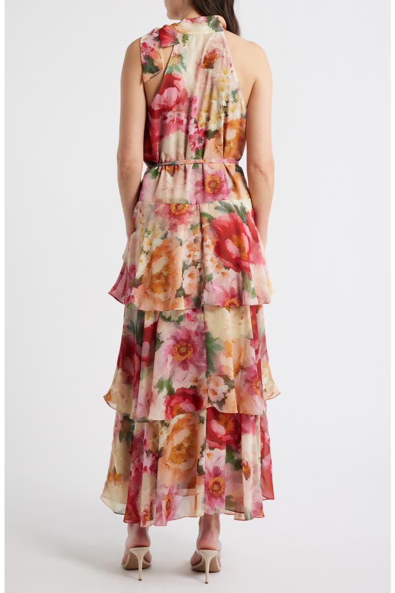 Mock Neck Tiered Maxi Dress, Alternate, color, ORANGE MULTI