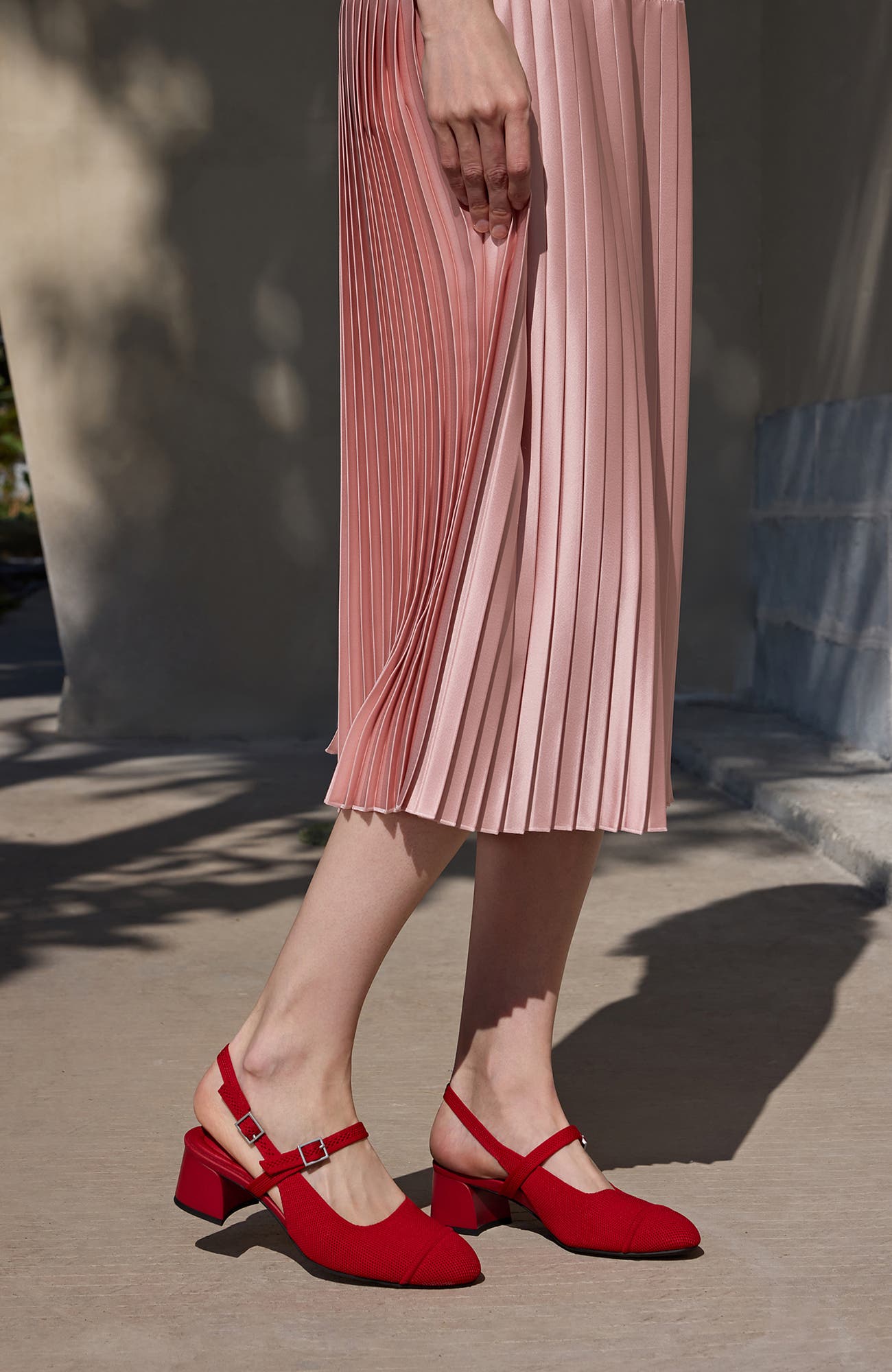 VIVAIA Almond-Toe Slingback Mary-Jane Sandals, Alternate, color, Ruby  Red