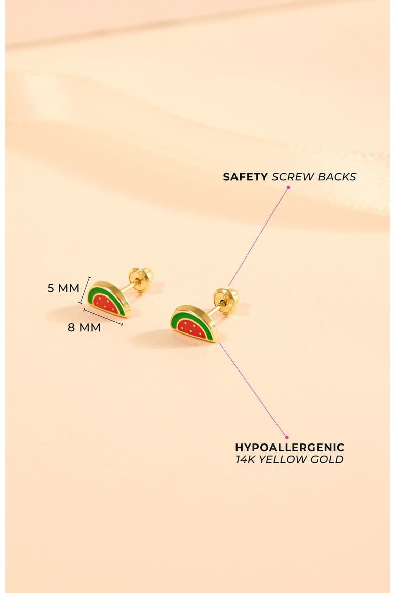 14k Vibrant Watermelon Girl Earrings, Alternate, color, Red