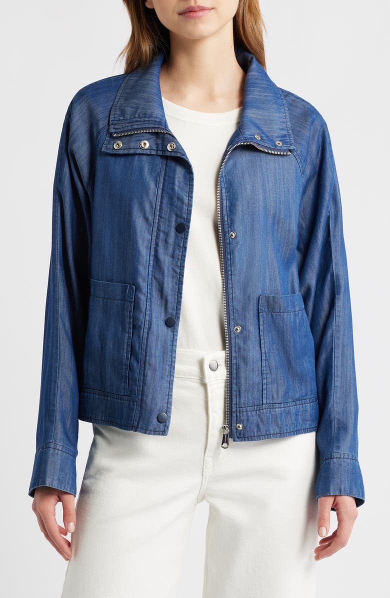 Bernardo Crop Utility Jacket, Main, color, Denim Blue