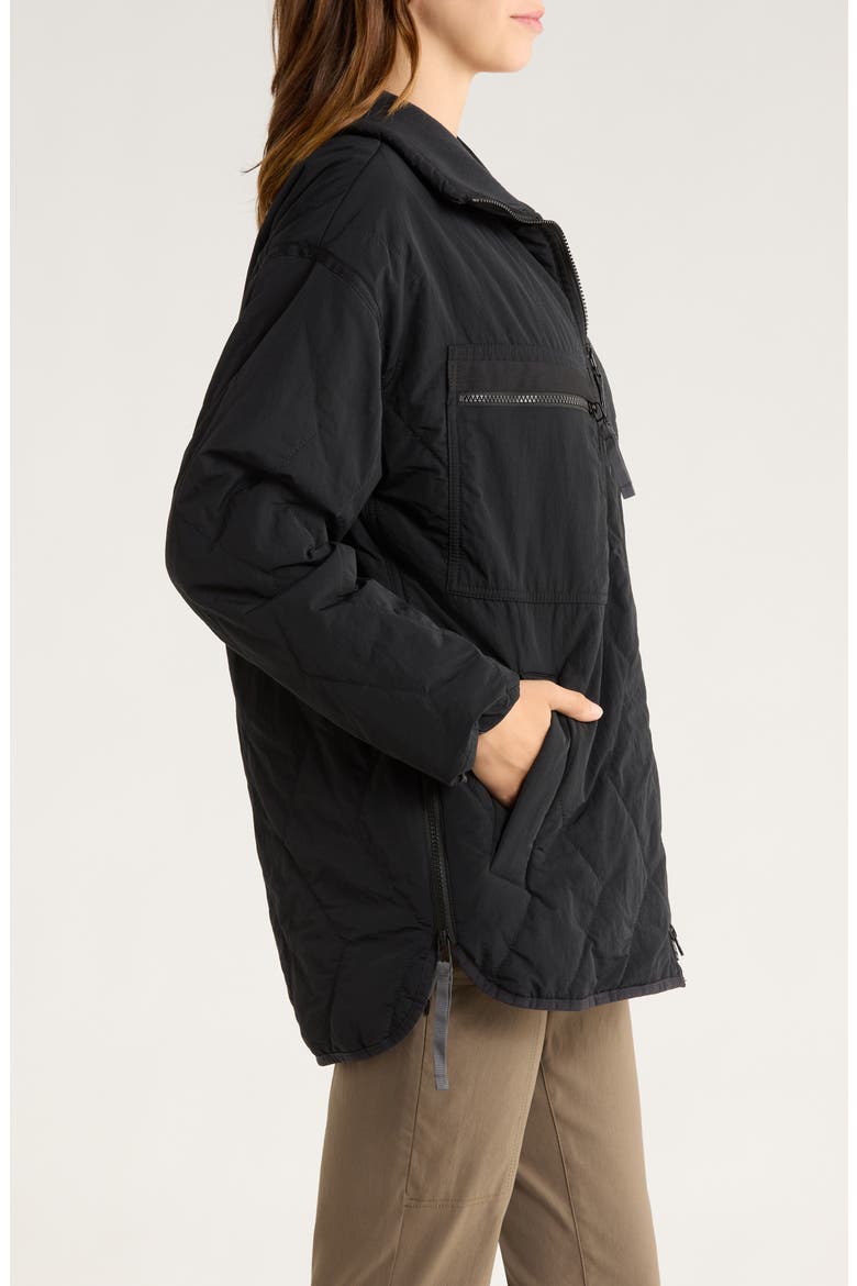 Encinitas Water Repellent Quilted Field Coat, Alternate, color, BLACK