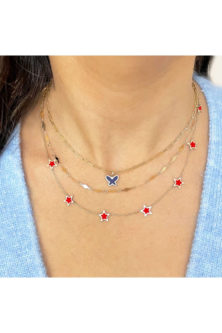 Coral Star Station Necklace, Alternate, color, Coral