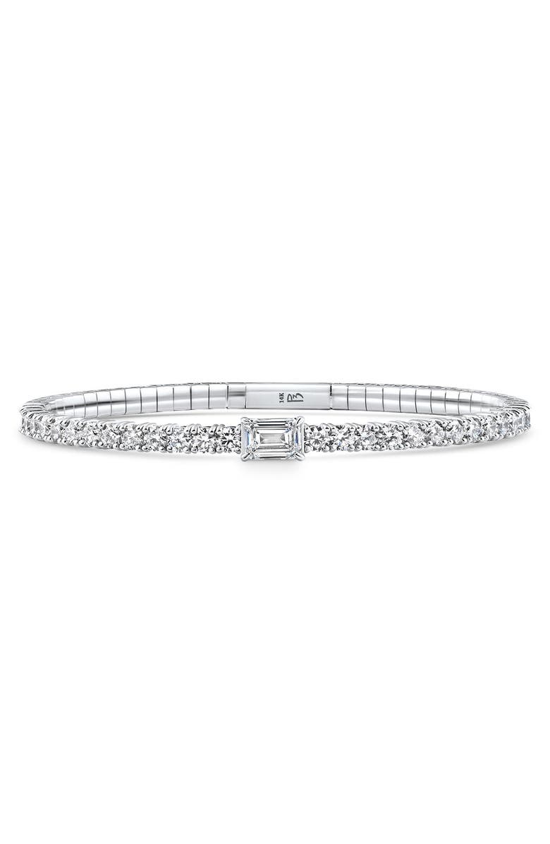 Bliss Diamond 4 1/2Ct Diamond Bangle Emerald Solitaire Flexible Tennis Bracelet 14k Lab Grown, Alternate, color,