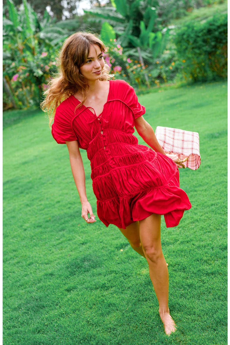 The Srikandi Ruffle Mini Dress, Alternate, color, Red