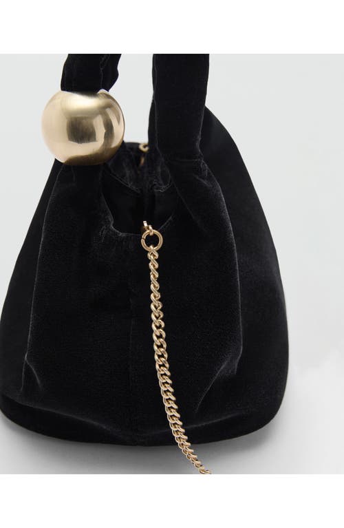 Mango Ball Detail Velvet Handbag In Black