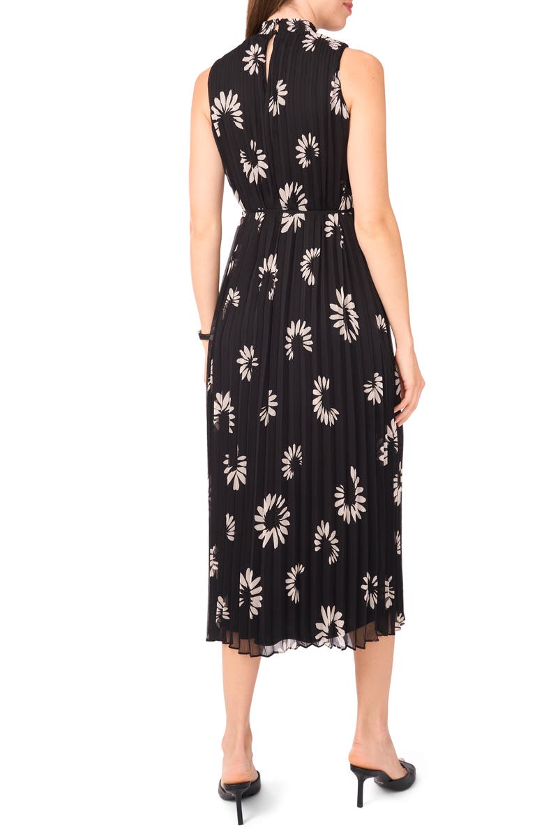 Halogen<sup>®</sup> Daisy Print Sleeveless Pleated Maxi Dress, Alternate, color, Rich Black