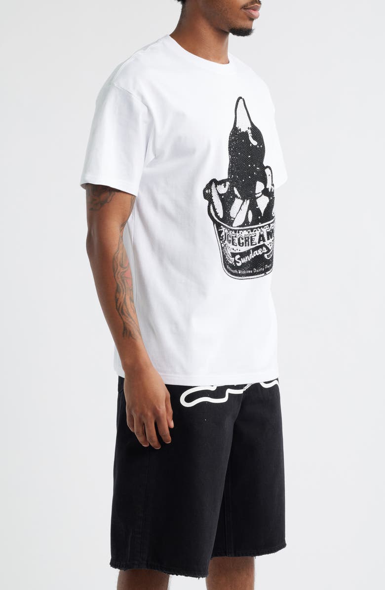 ICECREAM Gleam Embellished T-Shirt, Alternate, color, White