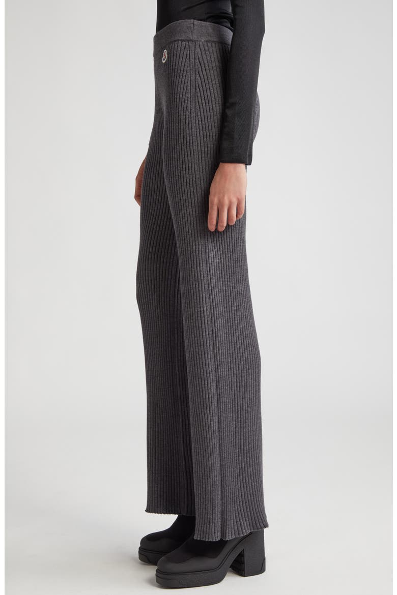 Logo Patch Virgin Wool Blend Rib Sweater Pants, Alternate, color, DARK GREY
