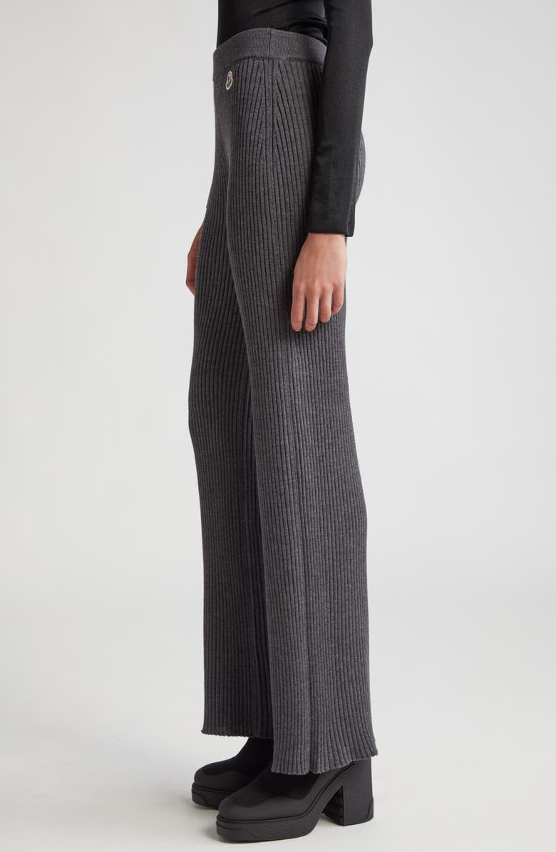 Moncler Logo Patch Virgin Wool Blend Rib Sweater Pants, Alternate, color, 