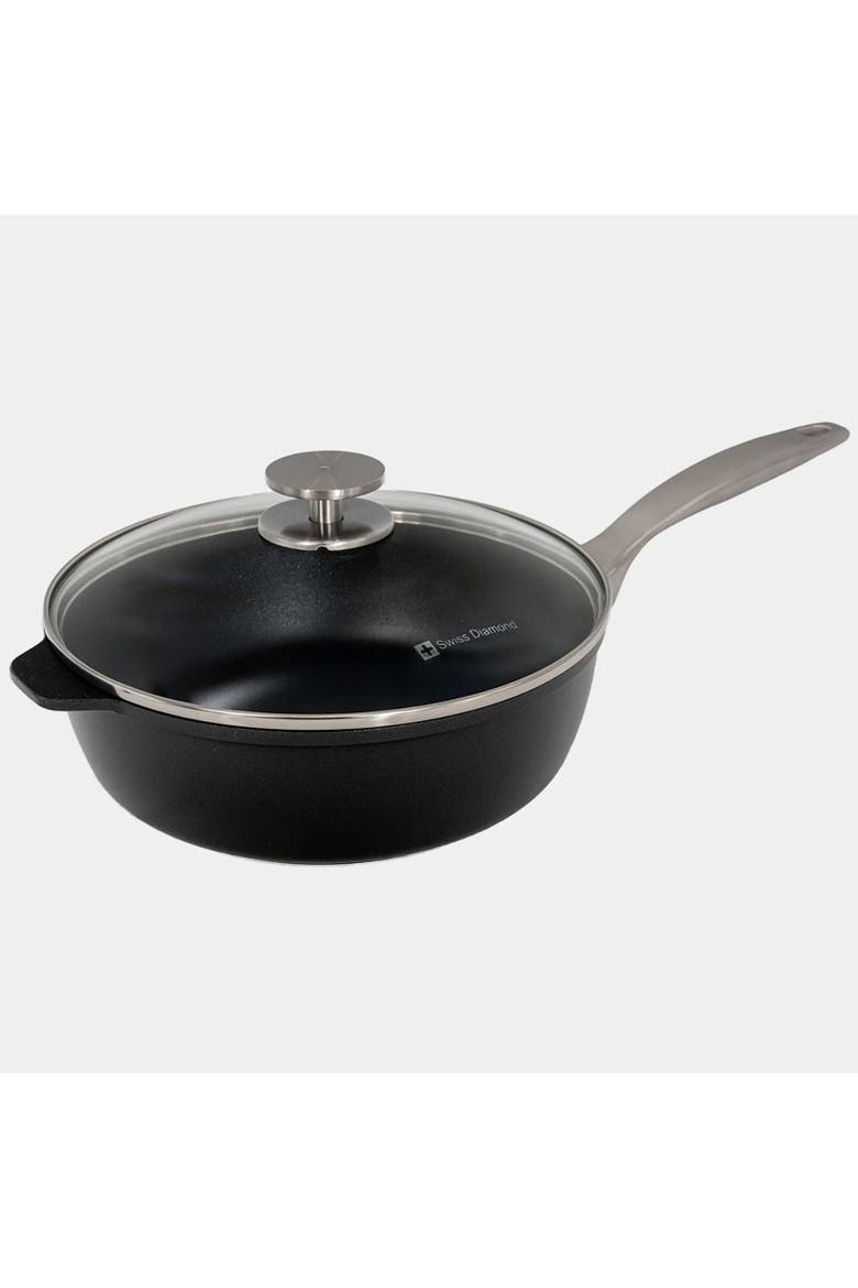 CHD Nonstick Saute Pan with Glass Lid, 3.2 qt, Main, color, Black
