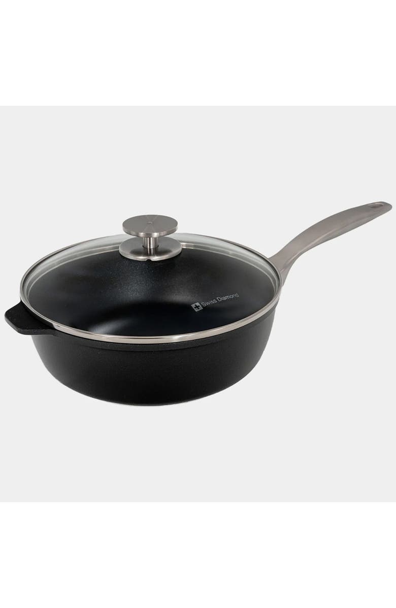 Swiss Diamond CHD Nonstick Saute Pan with Glass Lid, 3.2 qt, Main, color, Black