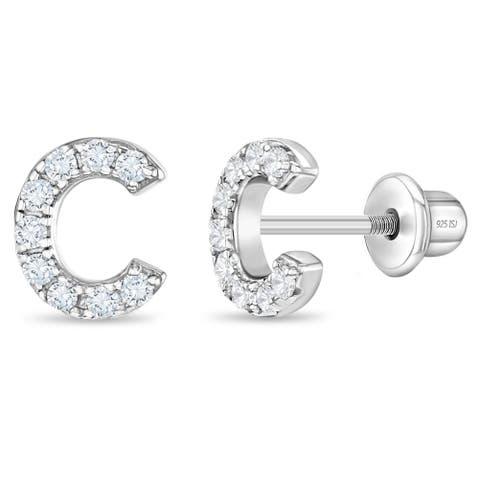 Cubic Zirconia Letter Initial Earrings