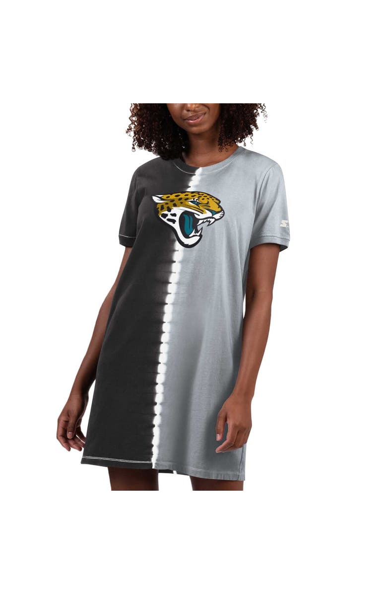 STARTER Women's Starter Black Jacksonville Jaguars Ace Tie-Dye T-Shirt Dress, Main, color, 