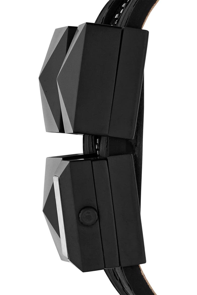 KARL LAGERFELD Double Strap Cuff Watch, 17mm, Alternate, color, BLACK