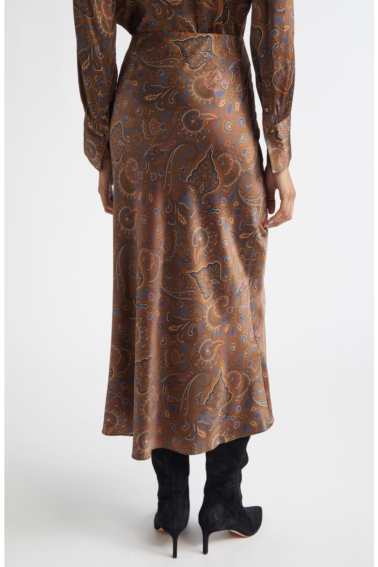 Clover Bias Cut Silk Blend Skirt, Alternate, color, WALNUT MULTI