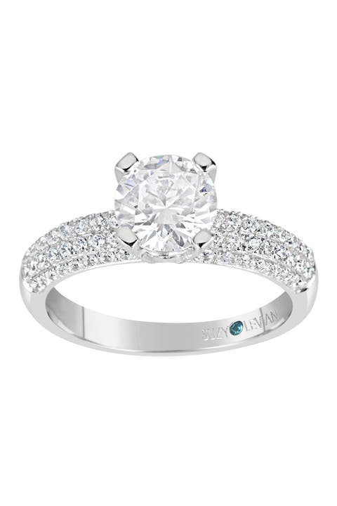 Bridal Pavé CZ Sterling Silver Engagement Ring