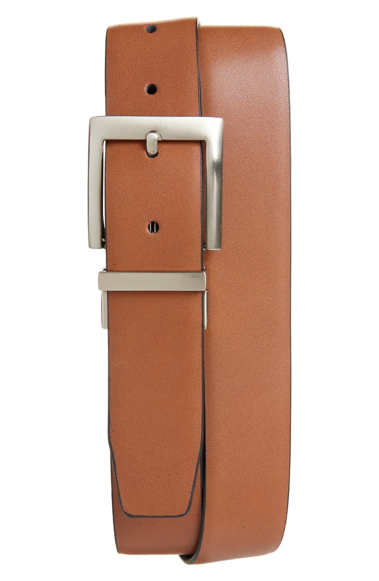 KARL LAGERFELD PARIS Reversible Leather Belt, Alternate, color, Black/ Cognac