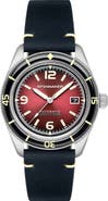 SPINNAKER Fleuss Automatic Leather Strap Watch, 43mm