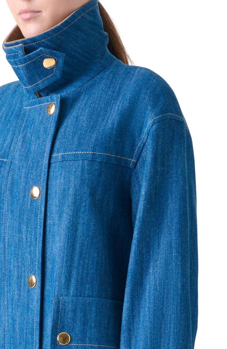 Akris punto Stretch Denim Chore Coat, Alternate, color, Medium Blue Denim