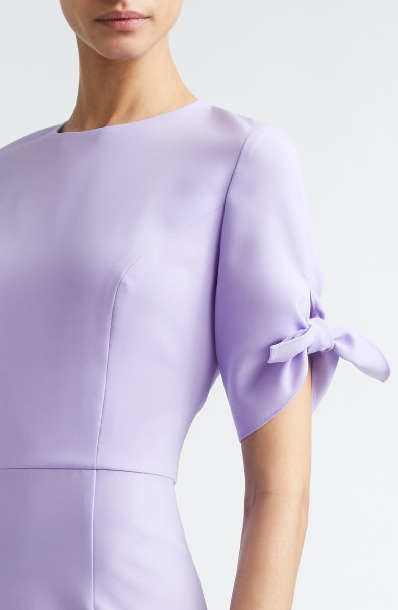 Carolina Herrera Tie Sleeve Stretch Crepe Midi Sheath Dress, Alternate, color, Violeta