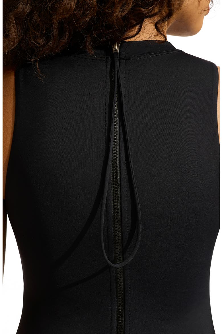 Boyleg Zip-Up One-Piece Swimsuit, Alternate, color, BLACK