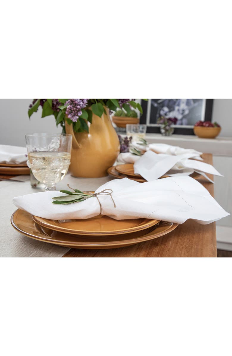 Solino Home Linen Dinner Napkins - Medium Weight Hemstitch, 20" x 20", Alternate, color, White