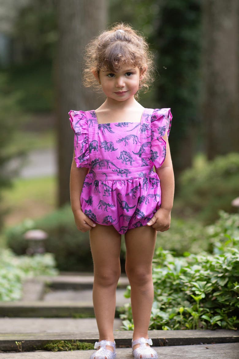 Ruffle Sleeve Bubble Romper, Alternate, color, Dino