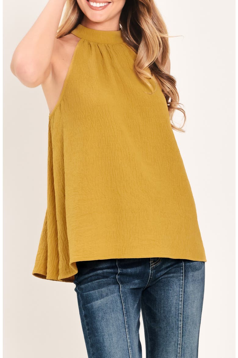 High Neck Halter Top, Main, color, MUSTARD