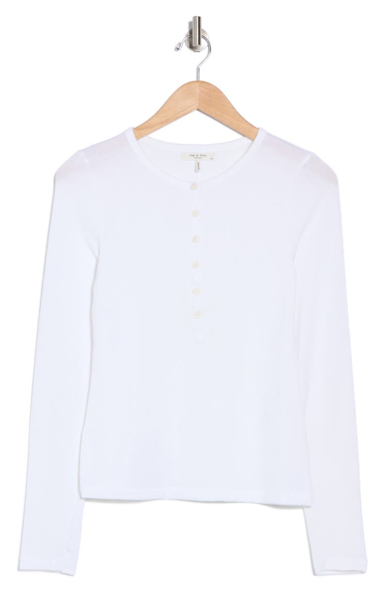 rag & bone Lea Rib Henley, Alternate, color, White