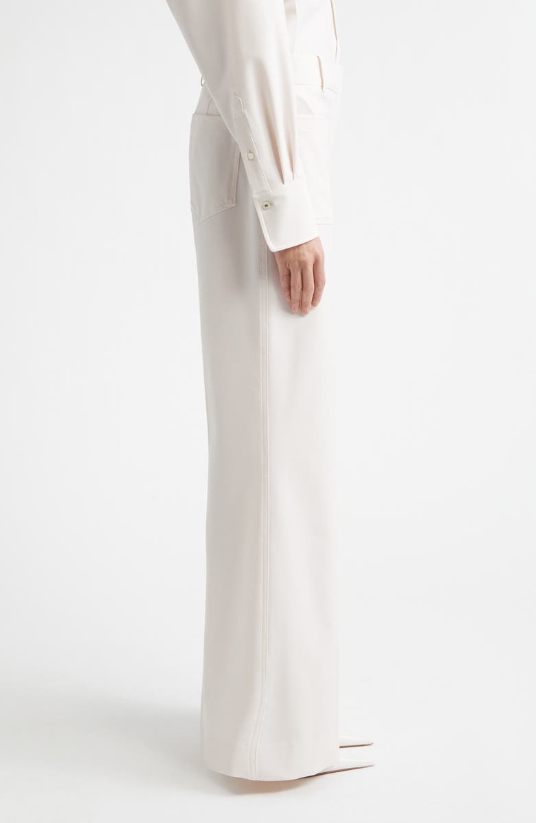 Victoria Beckham Alina High Waist Stretch Flare Leg Pants, Alternate, color, Bone