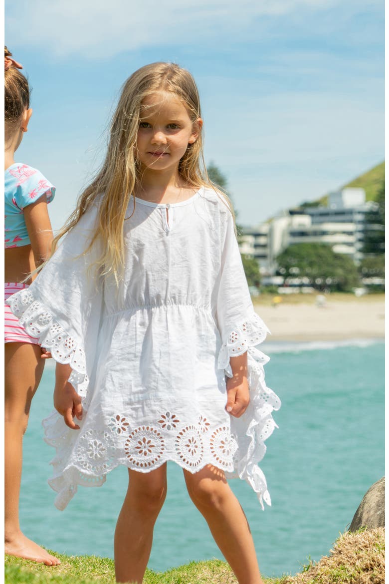 Kids' Eyelet Ruffle Cotton Cover-Up Dress, Alternate, color, WHITE