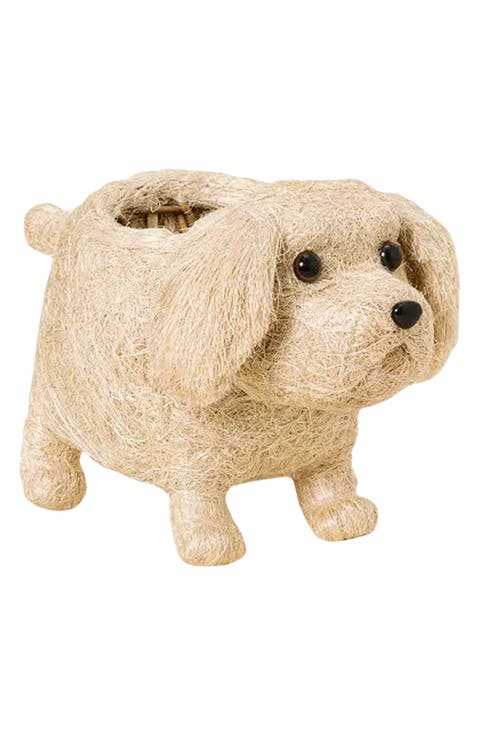 White Labrador Handwoven Planter