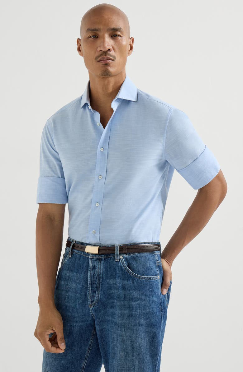 Brunello Cucinelli Oxford shirt, Alternate, color, Azure