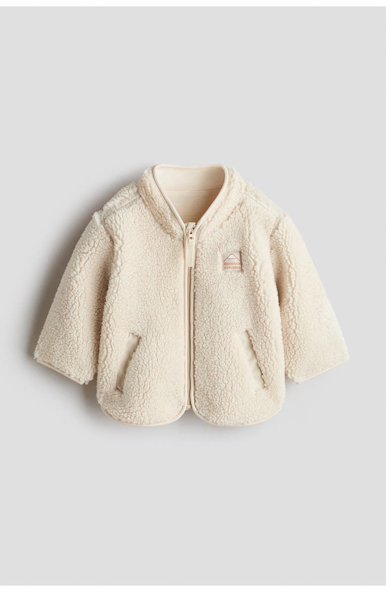 H&M Teddy fleece jacket, Alternate, color, Light Beige