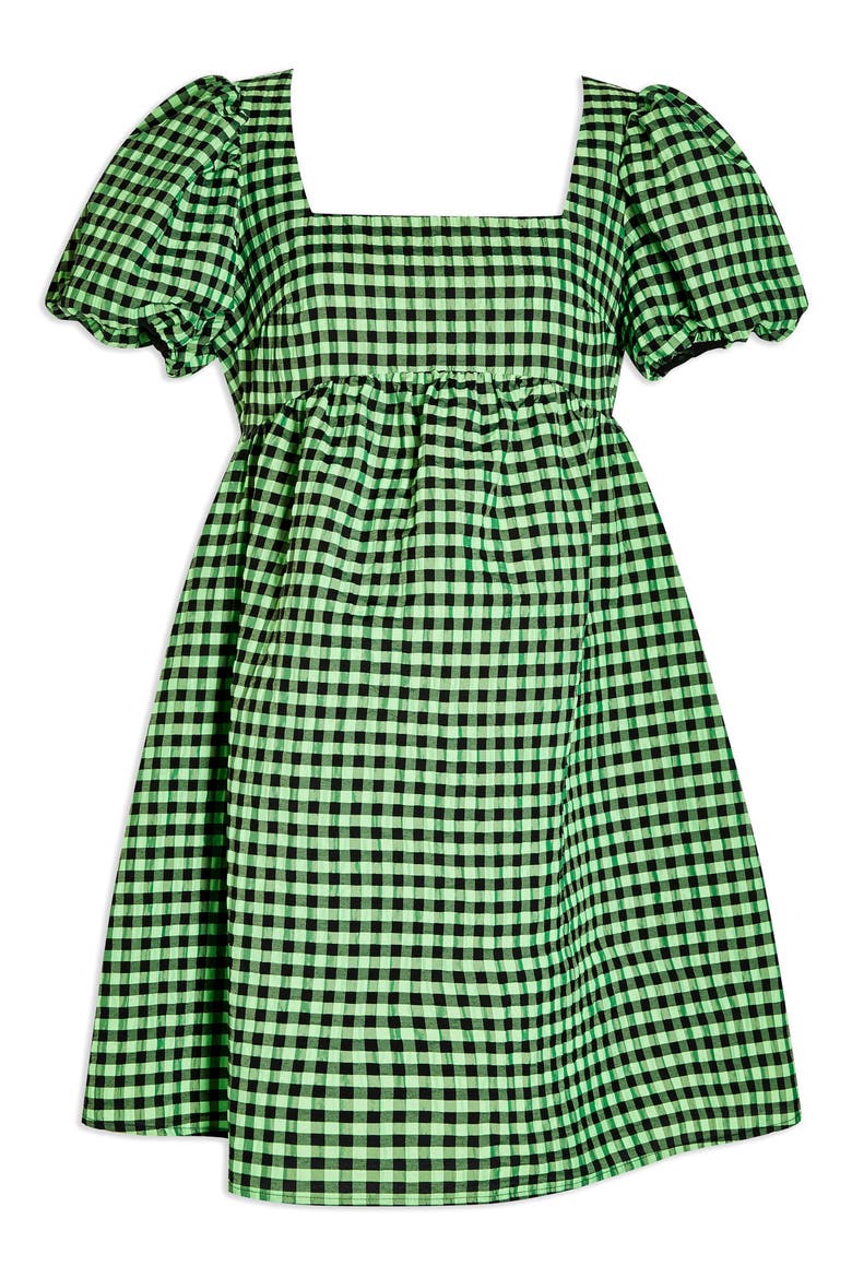 Gingham Maternity Minidress, Alternate, color, LIME MULTI