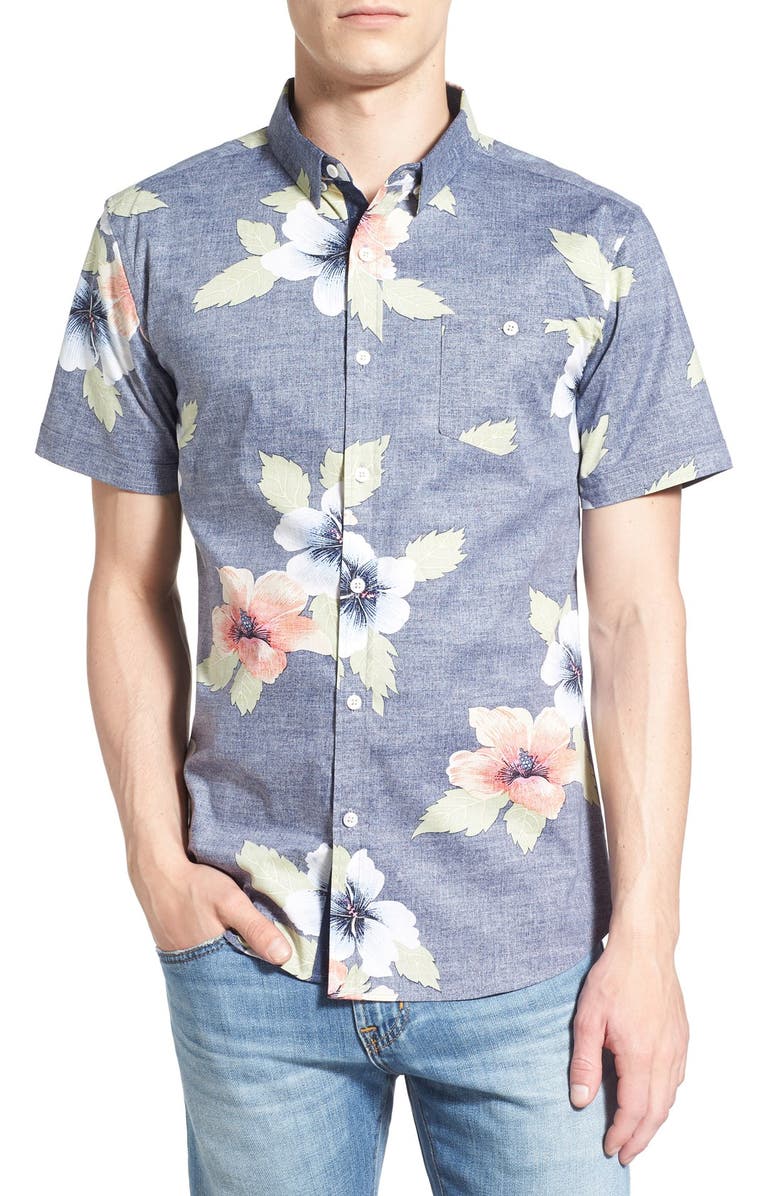7 Diamonds 'Great Summer' Floral Print Short Sleeve Woven Shirt, Main, color, 